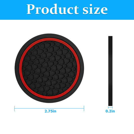 Mandark Non-Slip Car Cup Holder Inserts 4 Pack Black Red