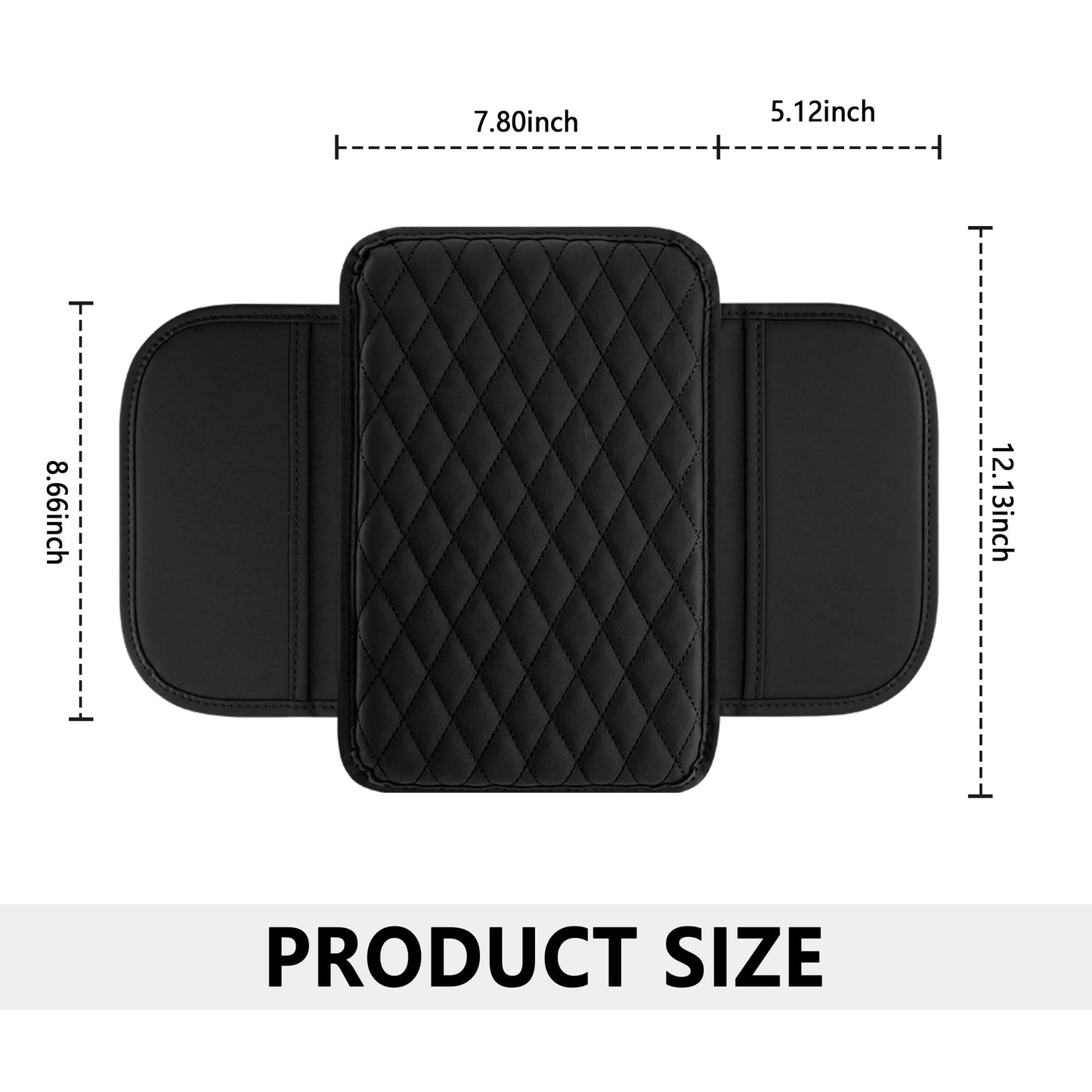 Stacool Car Armrest Cover Cushion Microfiber Leather Black