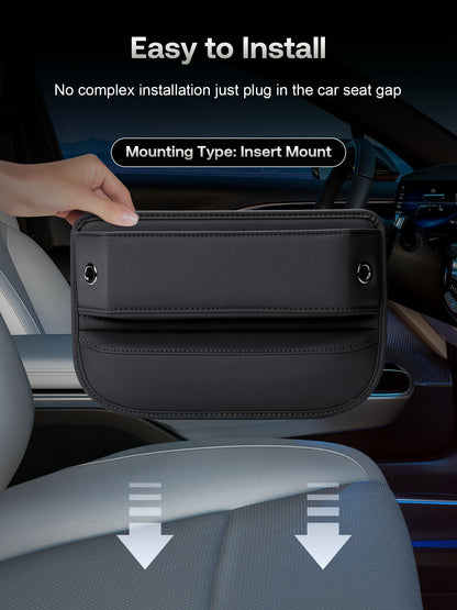 Leather Car Seat Gap Organizer for Car SUV Truck Black