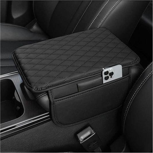 Stacool Car Armrest Cover Cushion Microfiber Leather Black