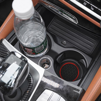 Mandark Non-Slip Car Cup Holder Inserts 4 Pack Black Red