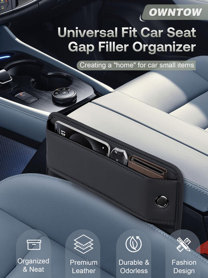 Leather Car Seat Gap Organizer for Car SUV Truck Black