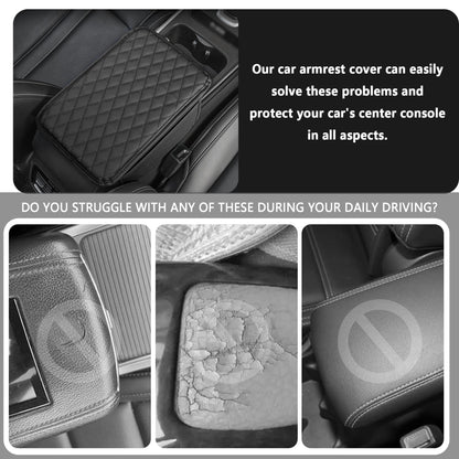 Stacool Car Armrest Cover Cushion Microfiber Leather Black