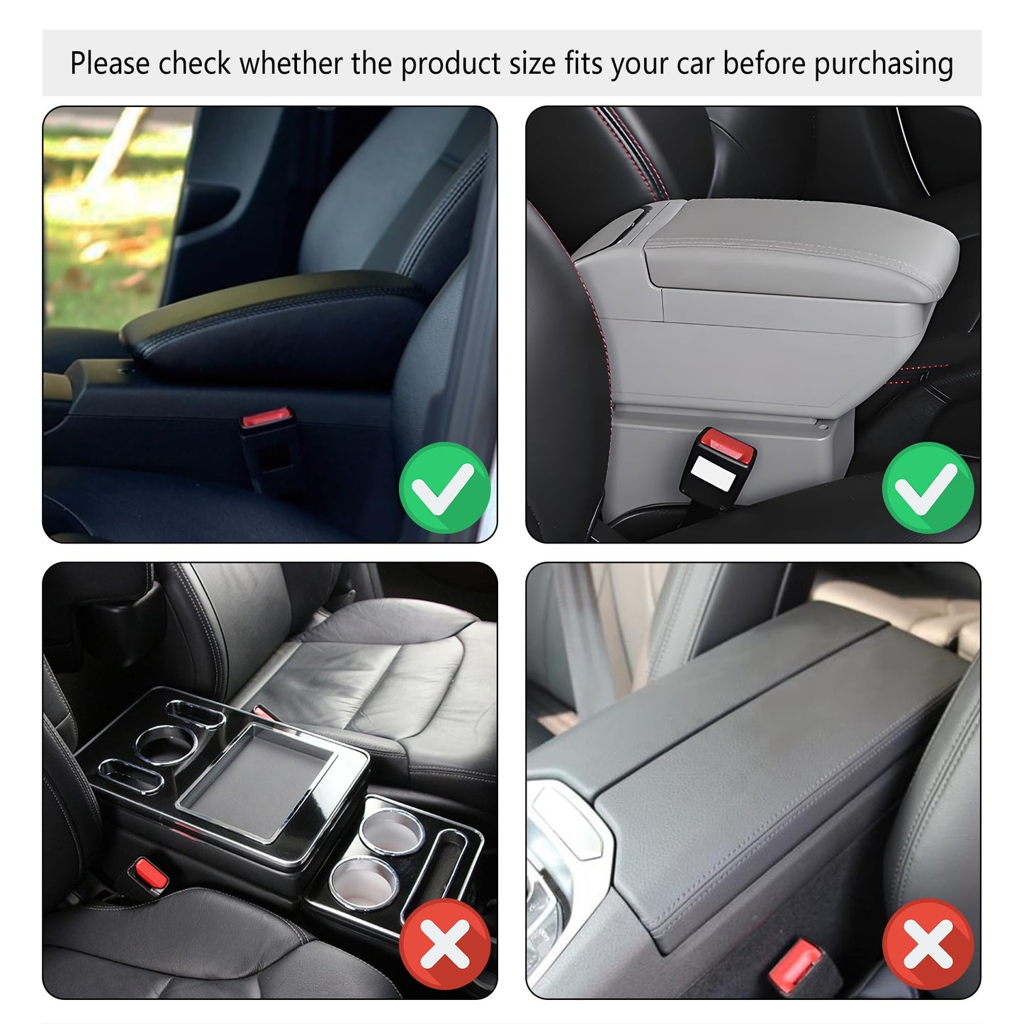 Stacool Car Armrest Cover Cushion Microfiber Leather Black